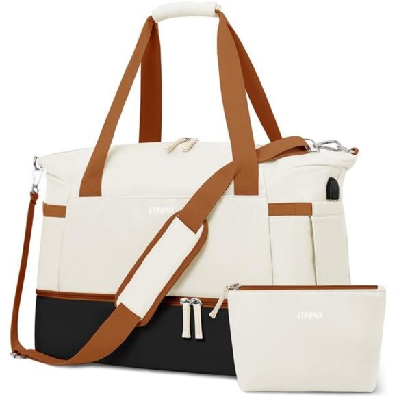 Gym Bag for Women Size M White Black Brown